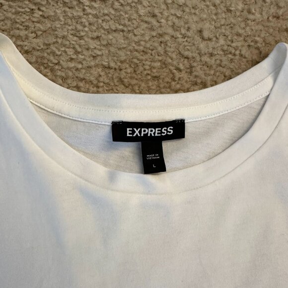 Express White Ruffle Sleeve Crop Top - Picture 2 of 3